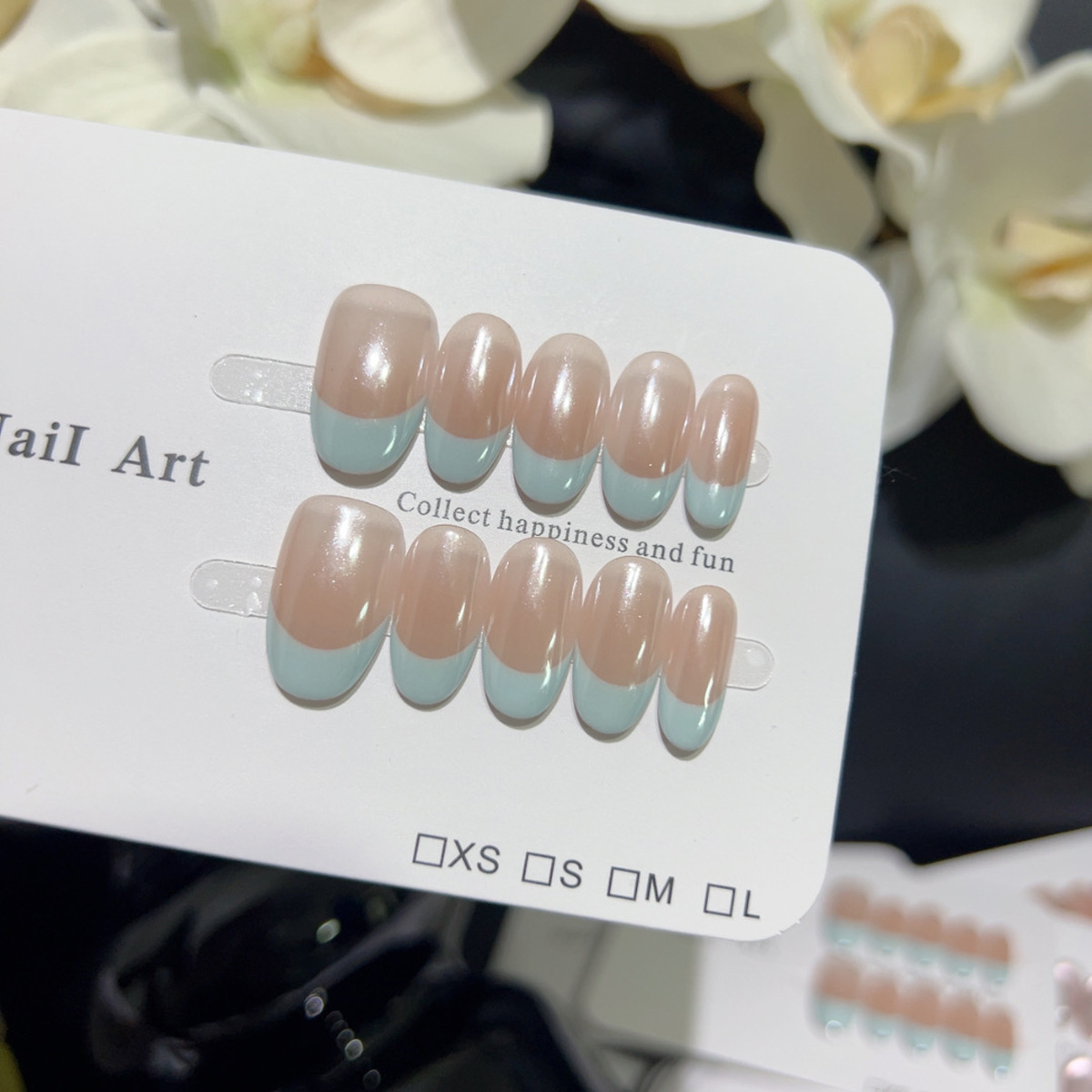 Nail Art Cat Eye Pink - 10Pcs Set Kuku Palsu Pendek Oval