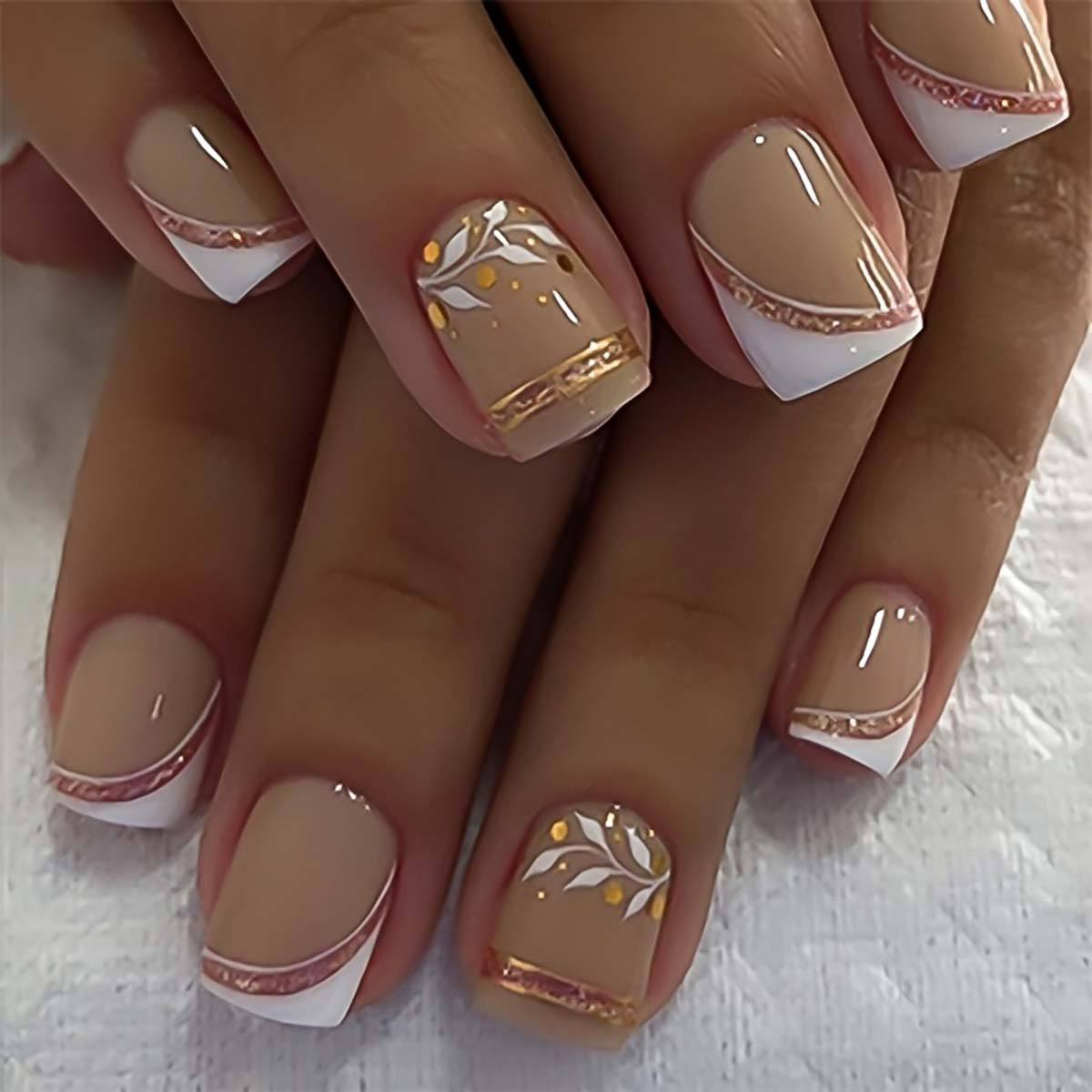 Nail Art Glitter - Kuku palsu pendek sedang untuk wanita,