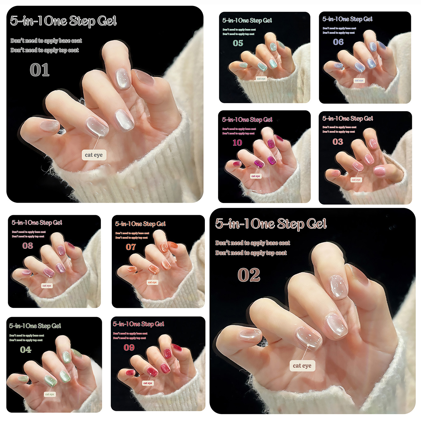 Nail Art Cat Eye Pink - 1pcs TC Baru 5-in-1 One-Step Gel