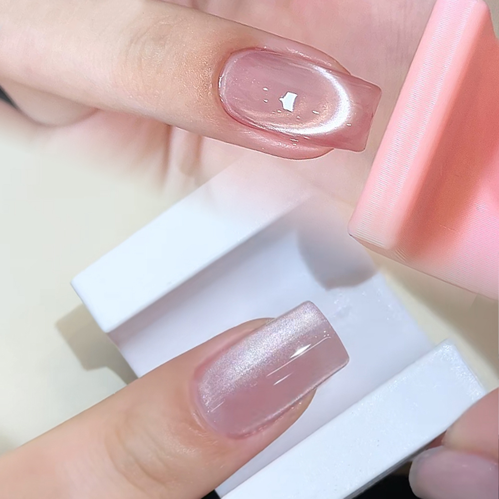Magnet Kuku 5D Bentuk U French - Nail Art Cat Eye Pink ulasan dan harga