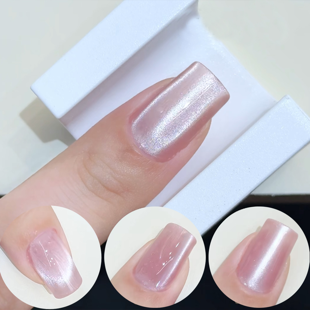 Magnet Kuku 5D Bentuk U French - Nail Art Cat Eye Pink ulasan dan harga
