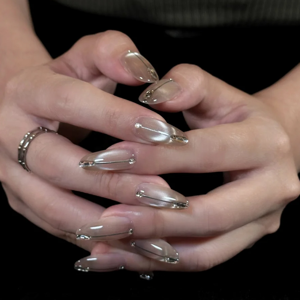 Magnet Kuku 5D Bentuk U French - Nail Art Cat Eye Pink ulasan dan harga