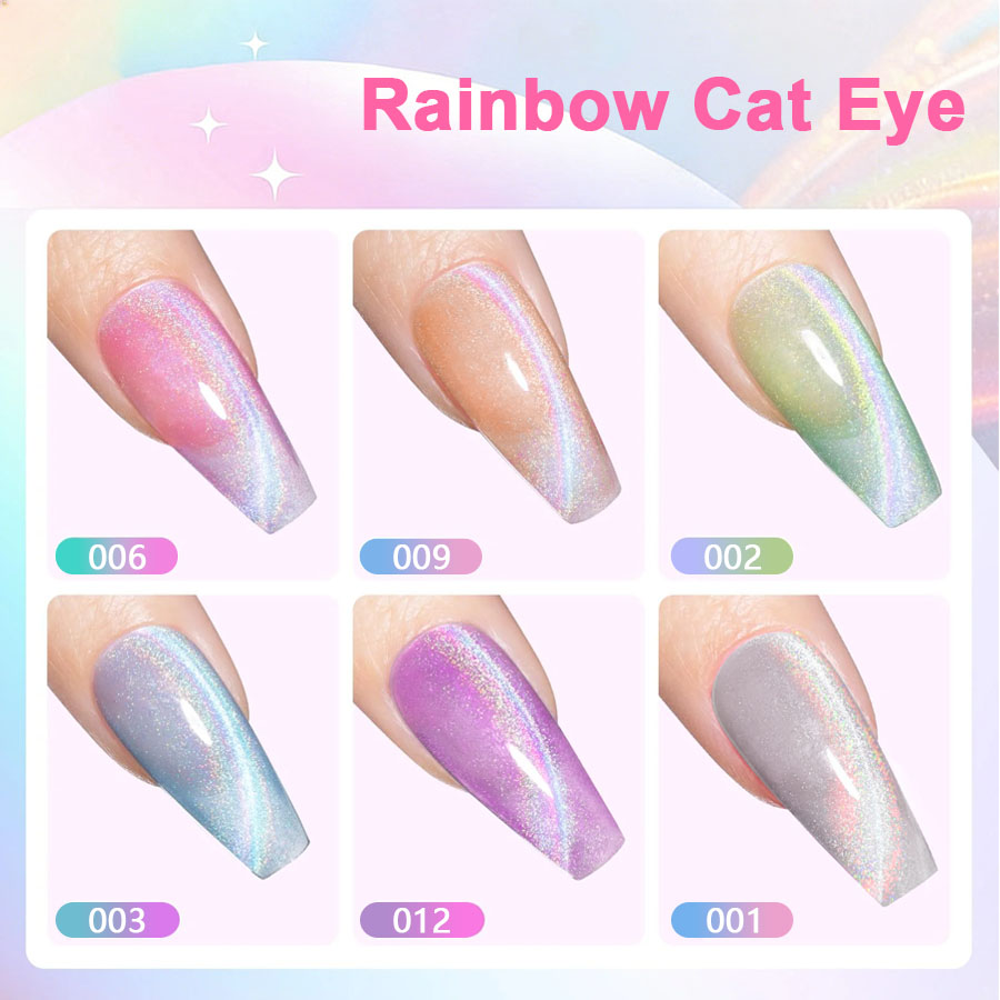 QAZIXU 1/6 Pcs Set Cat Eye Gel - Nail Art Cat Eye Pink ulasan dan harga