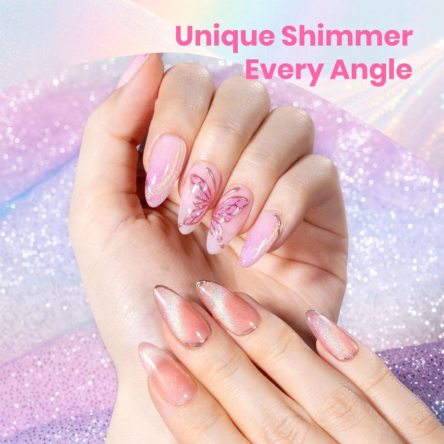 QAZIXU 1/6 Pcs Set Cat Eye Gel - Nail Art Cat Eye Pink ulasan dan harga