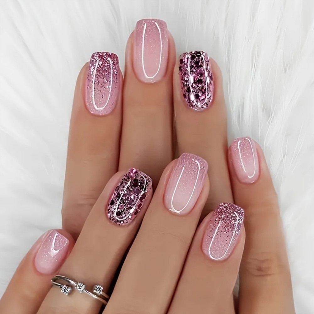 24Pcs Kuku Palsu Putih Seni, K - Nail Art Glitter ulasan dan harga