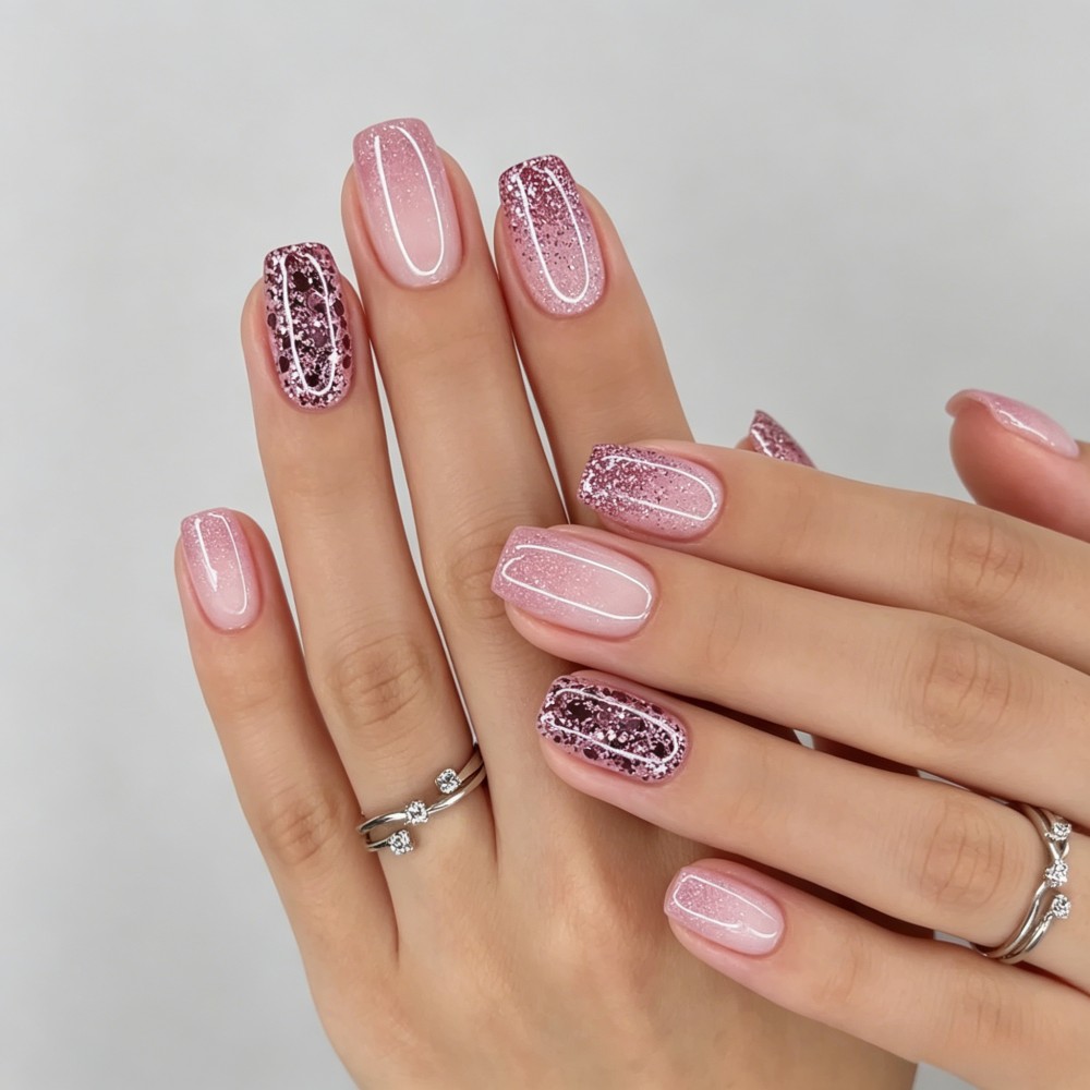 24Pcs Kuku Palsu Putih Seni, K - Nail Art Glitter ulasan dan harga