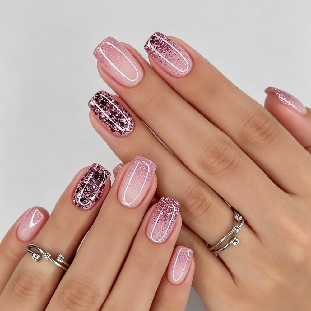 24Pcs Kuku Palsu Putih Seni, K - Nail Art Glitter ulasan dan harga