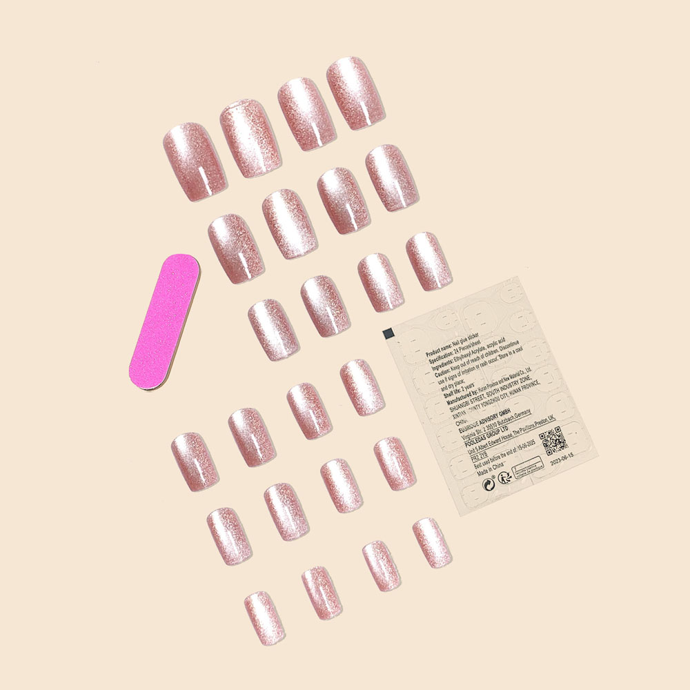Mode tren wanita 24 buah/Set G - Nail Art Cat Eye Pink ulasan dan harga