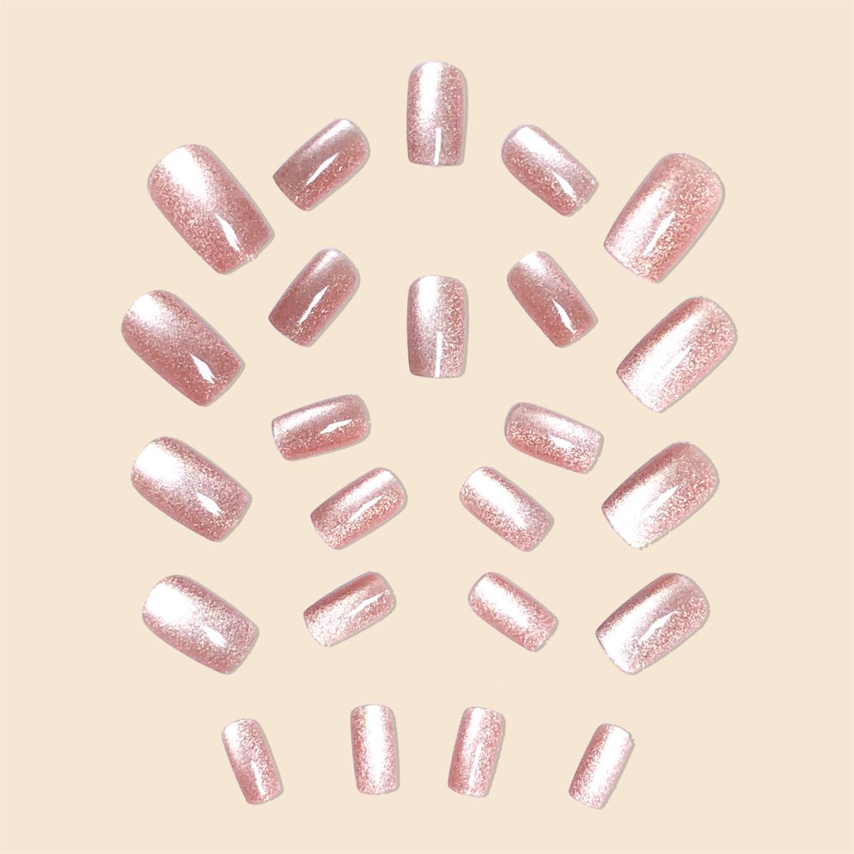 Mode tren wanita 24 buah/Set G - Nail Art Cat Eye Pink ulasan dan harga