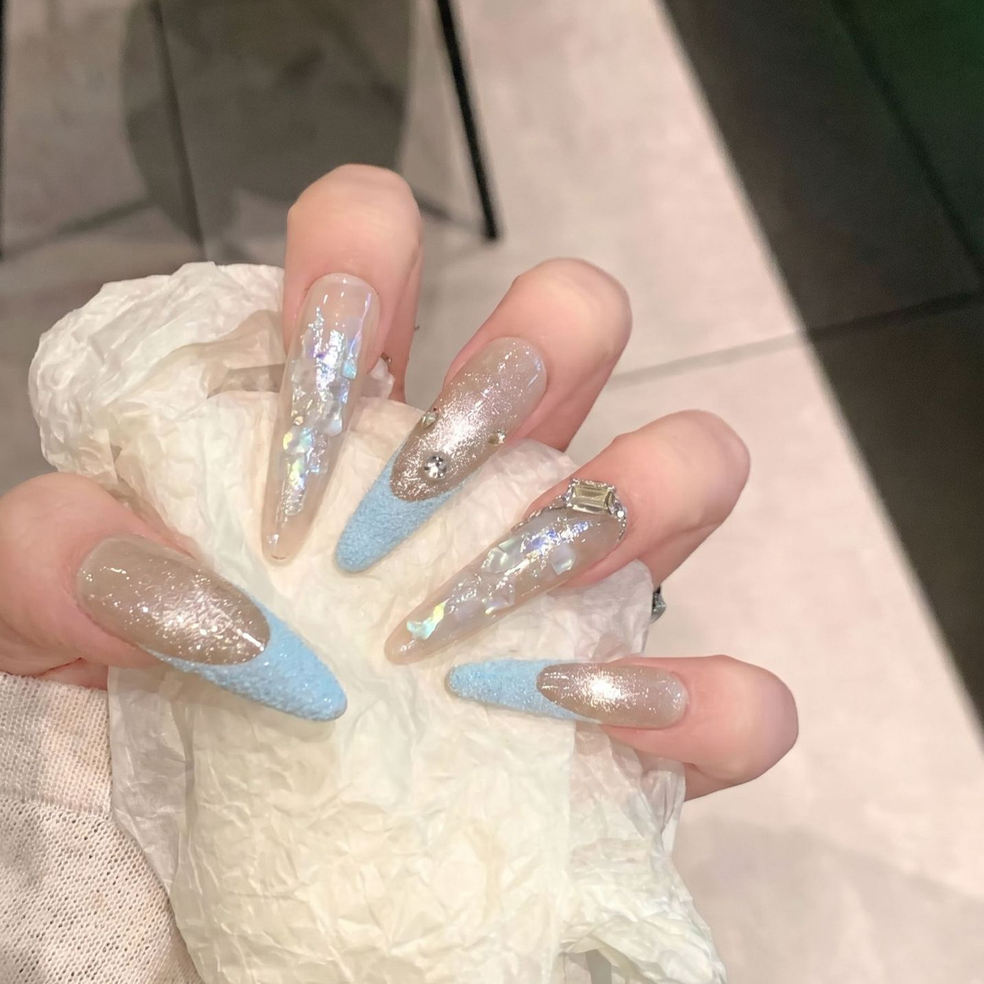 Kuku Palsu 10PCS Ungu Fantasi  - Nail Art Glitter ulasan dan harga