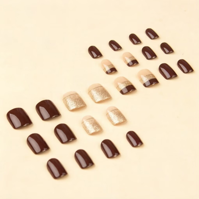 Kuku palsu pendek persegi untu - Nail Art Glitter ulasan dan harga