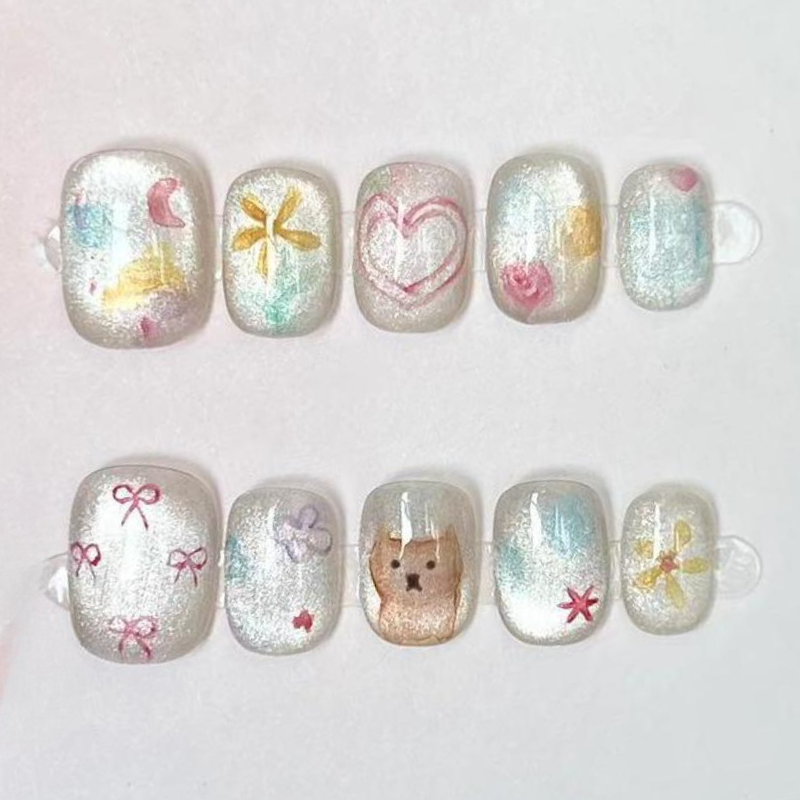 10 Buah Kuku Palsu Buatan Tang - Nail Art Glitter ulasan dan harga