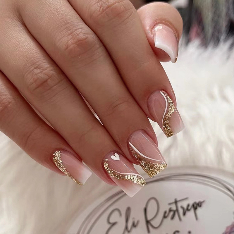 Kuku palsu pendek sedang untuk - Nail Art Glitter ulasan dan harga