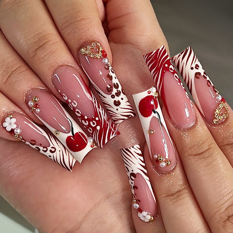 24Pcs Kuku Palsu Bentuk Coffin - Nail Art Glitter ulasan dan harga