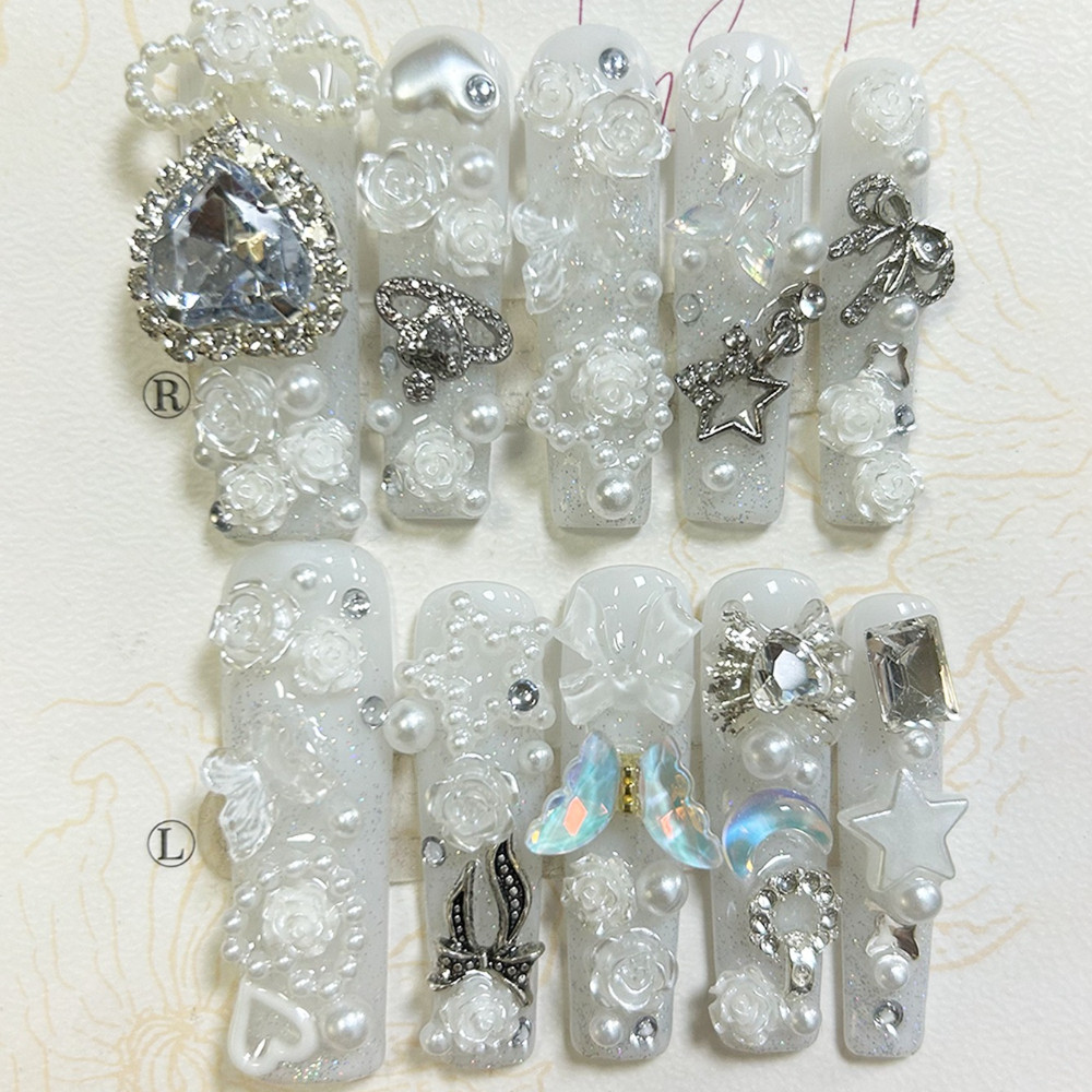 10PCS Kuku Palsu Cantik Jirai  - Nail Art Glitter ulasan dan harga