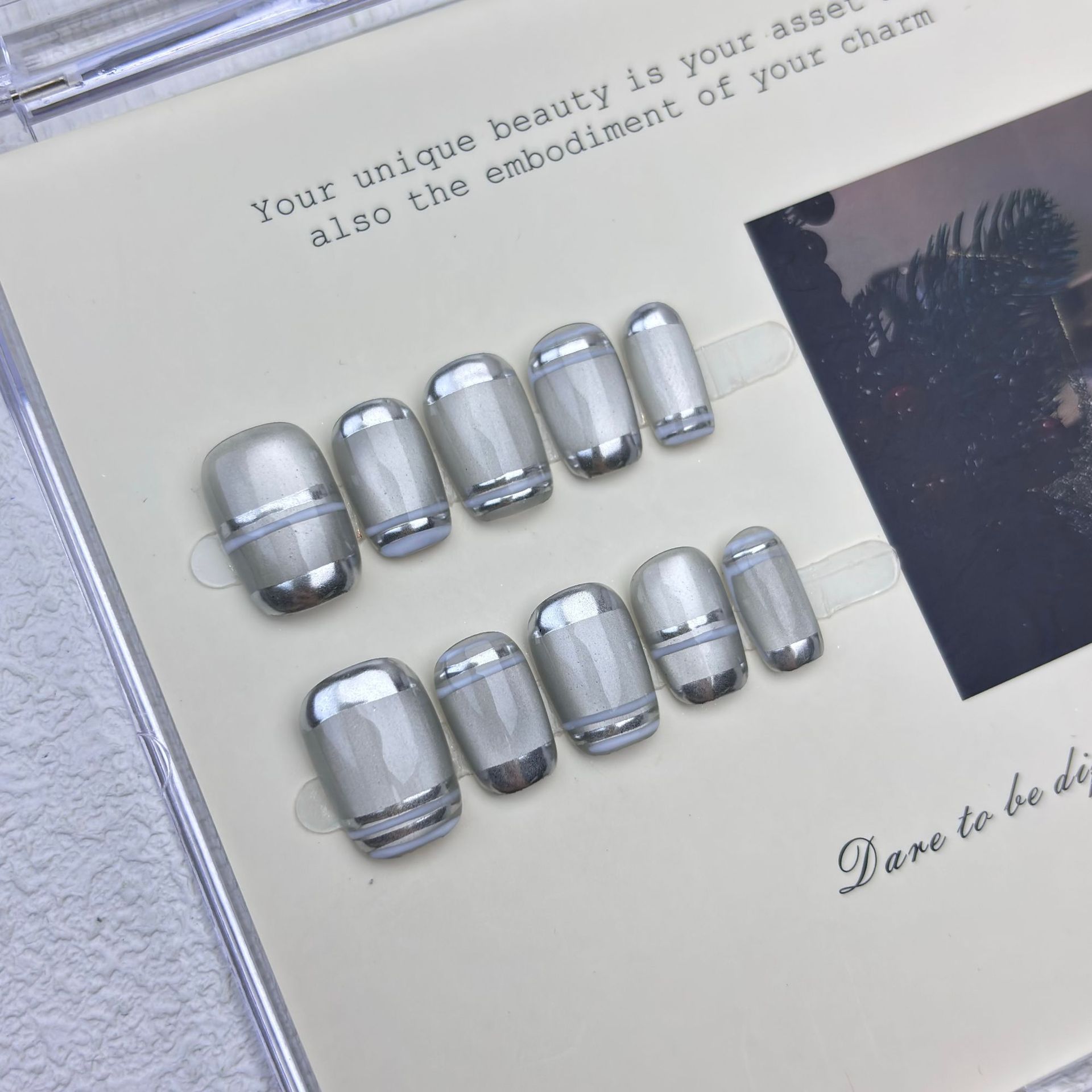 10pcs Aurora Chrome Press on N - Nail Art Glitter ulasan dan harga