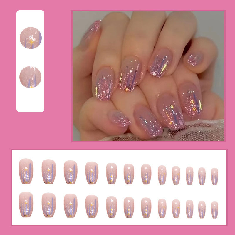 Kuku palsu pendek untuk wanita - Nail Art Glitter ulasan dan harga