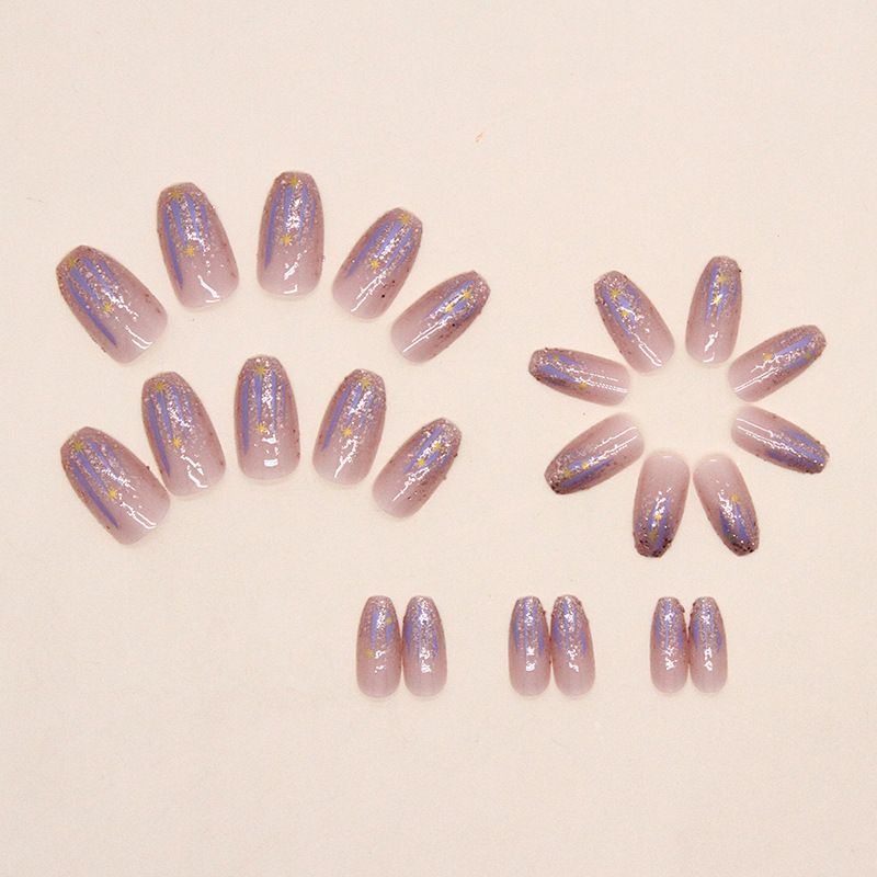 Kuku palsu pendek untuk wanita - Nail Art Glitter ulasan dan harga
